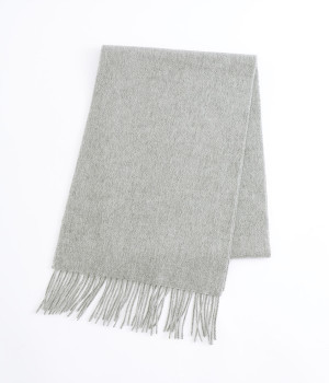 洗えるウール 無地マフラー(ライトグレー-ONESIZE)