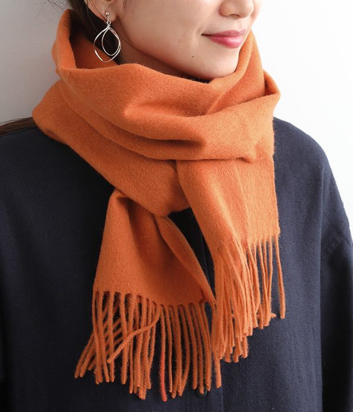 洗えるウール 無地マフラー(オレンジ-ONESIZE)
