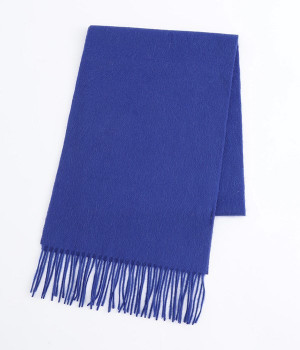 洗えるウール 無地マフラー(ブルー-ONESIZE)