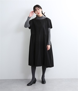 《大きいサイズ》ヨーク切替ワンピース　サイズ2(ブラック-2)