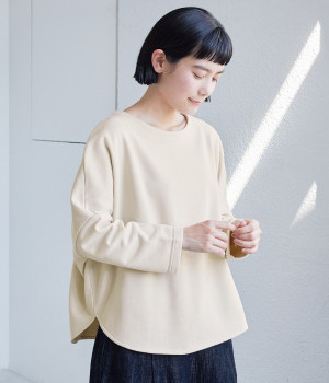 裏毛裾ラウンドプルオーバー(オートミール-ONESIZE)