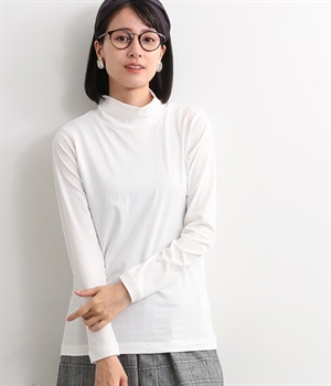 オーガニックコットンハイネックTシャツ(オフホワイト-M)