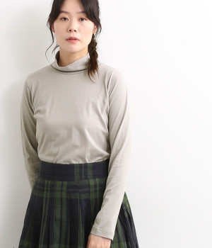 オーガニックコットンハイネックTシャツ(グレー-M)