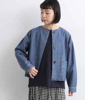 9オンスコットンデニムノーカラージャケット
