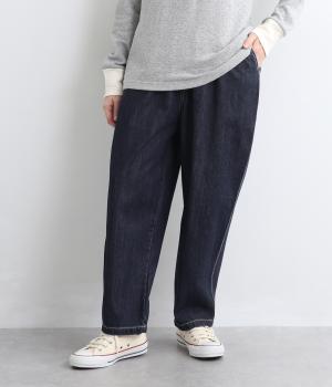 9オンスコットンデニムウエストゴムタックパンツ(インディゴ-F)