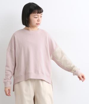 コットンガーゼ裏毛バイカラートレーラー(ダスティピンク×アイボリー-F)