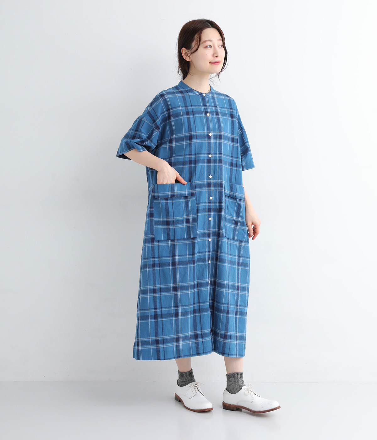 コットンリネンチェック シャツワンピース(kermu)の商品詳細 コットンリネンチェック シャツワンピース(kermu)の商品詳細
