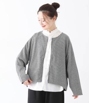 ダブルジャカードノーカラーZIPブルゾン