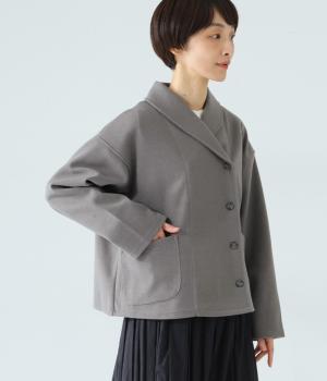 圧縮ポンチ　ショールカラージャケット(グレー-F)