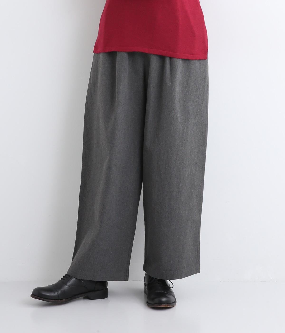 コットンチノタックワイドパンツ(杢グレー-F)