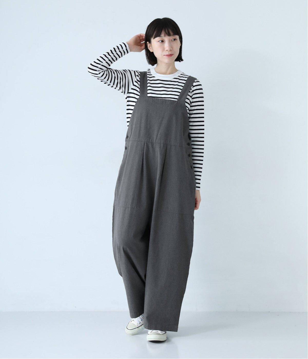 コットンチノサロペットパンツ(杢グレー-F)