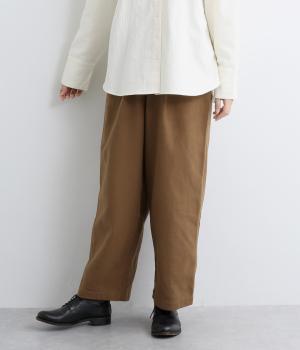 コットン起毛タックワイドパンツ(キャメル-F)