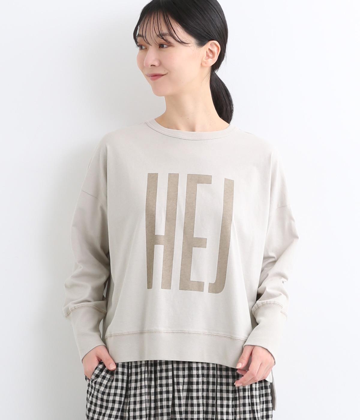 UV天竺ビックロゴプリントTシャツ(グレージュ-F)
