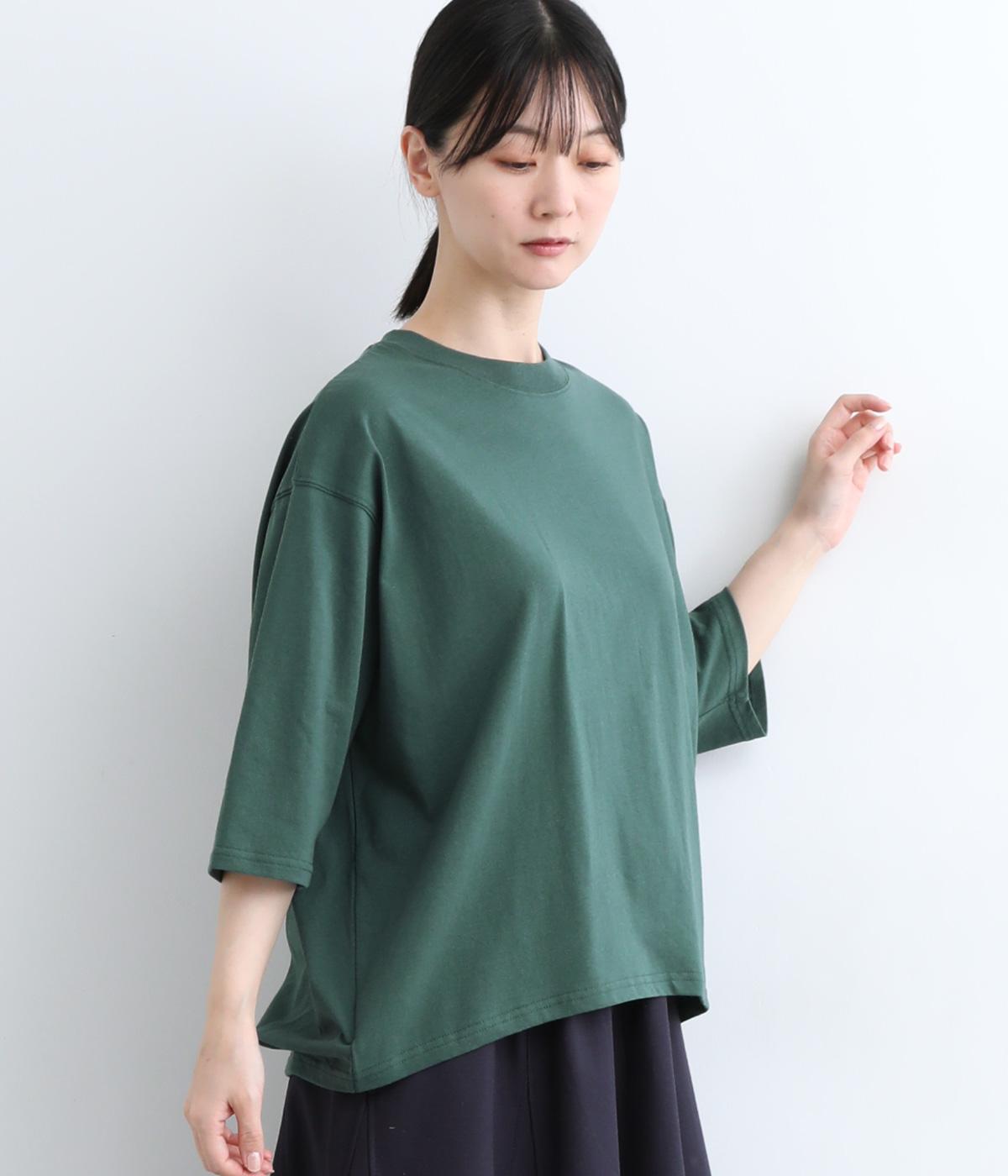 UV天竺コクーンワイド7分袖Tシャツ(グリーン-F)