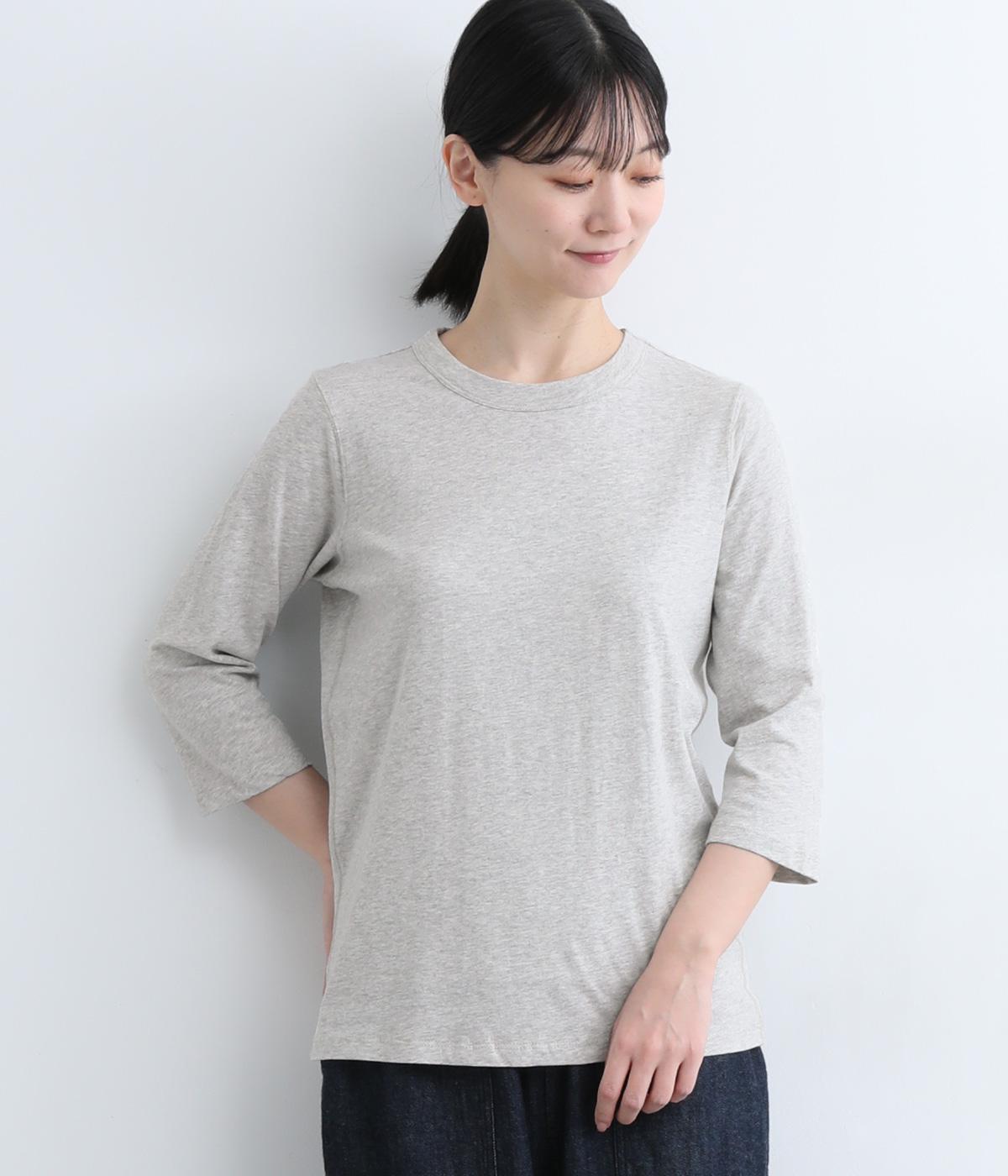 オーガニックコットン天竺7分袖Tシャツ(杢グレー-F)