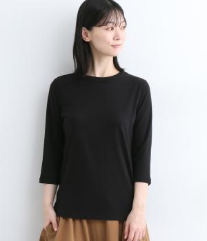 オーガニックコットン天竺7分袖Tシャツ(ブラック-F)