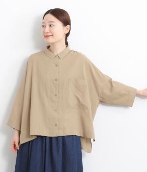 ナチュラルワッシャー8分袖ワイドシャツ