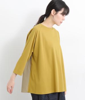 強撚シルケットスムースバック異素材切替えプルオーバー(マスタード-F)