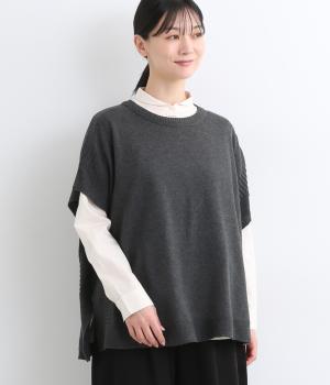 コットンニットサイドスリットワイドベスト