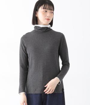 コットン14Gニットバイカラータートルネックセーター
