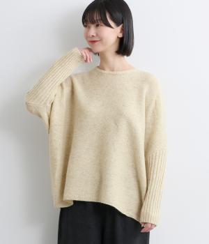 ガーター編みワイドセーター(オートミール-F)