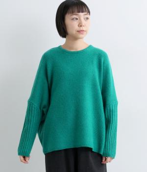ガーター編みワイドセーター(グリーン-F)