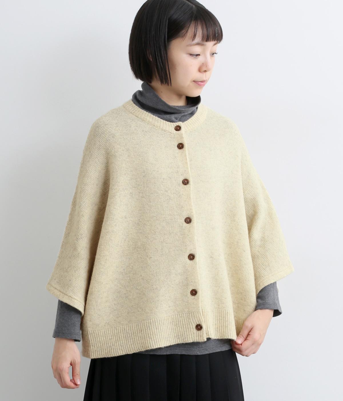 ガーター編み8分袖ワイドカーディガン(オートミール-F)