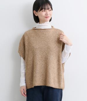 ボトルネック片畦ワイドベスト(モカ-F)