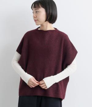 ボトルネック片畦ワイドベスト(ボルドー-F)