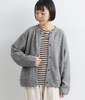 マーセライズウールワイドポケットカーディガン(チャコール-F)