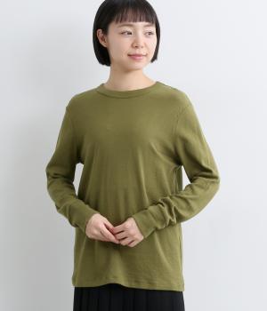 ソフトタッチ接結天竺ラウンドネックTシャツ(カーキ-F)