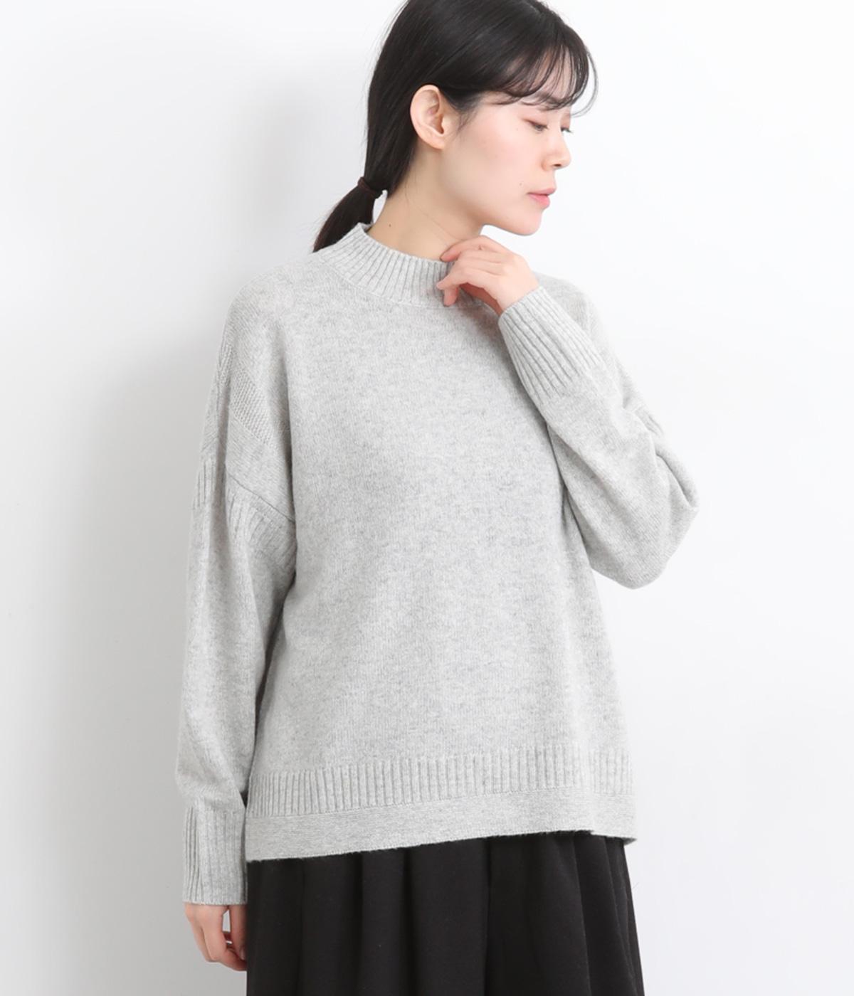 ラムウール　ガンジーセーター(グレー-F)