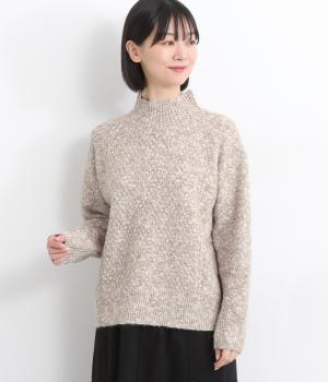 メランジニット　カノコ編みハイネックセーター