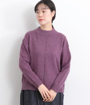 ラムウール　バックスリットセーター(パープル-F)