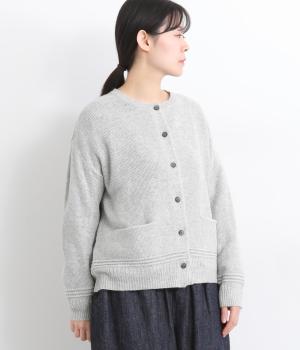 ラムウール　ポケット付きカーディガン(オートミール-F)
