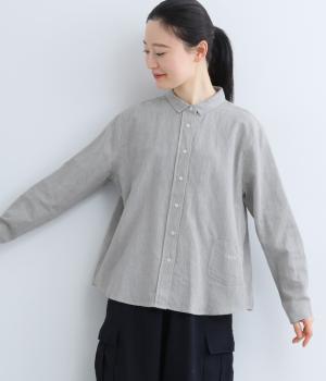 コットンリネン起毛脇ポケット長袖シャツ