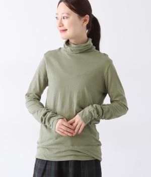 ラフィーガーゼタートルネックプルオーバー(ライトカーキ-ONESIZE)
