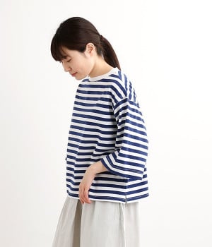 ワイド袖BigT(ホワイト×ブルー-ONESIZE)