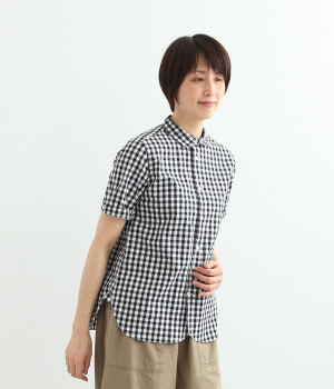 タイプライターちょっと丸襟シャツ半袖(ギンガム1-ONESIZE)