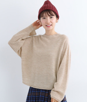 【国産ウール100％】コクーンドルマンプルオーバー(ベージュ-ONESIZE)