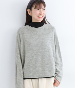 【国産ウール100％】コクーンドルマンプルオーバー(ライトグレー-ONESIZE)