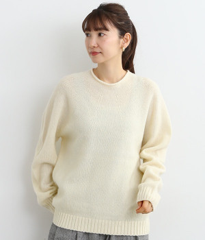 【国産ウール100％】求心編みプルオーバー(アイボリー-ONESIZE)