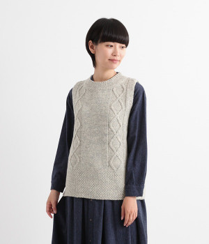 ウール後ろ開きベスト(オートミール-ONESIZE)