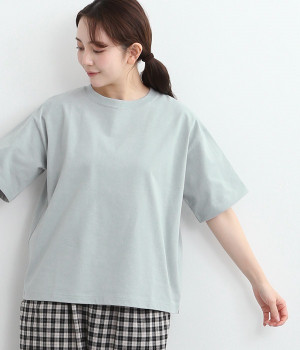 デラヴェジャージー　チビスリットクルーネック半袖Tシャツ(ペールブルー-ONESIZE)