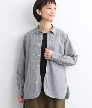 タイプライター　ラウンドヘム丸襟長袖シャツ