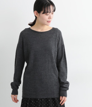 ハイゲージニット　クルーネックプルオーバー(チャコール-ONESIZE)