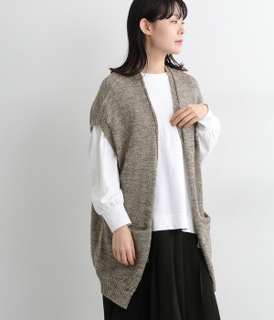 スラブニットジレ(ベージュ-ONESIZE)