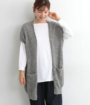 スラブニットジレ(グレー-ONESIZE)