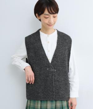 シェットリノVネック前開きベスト(チャコール-F)