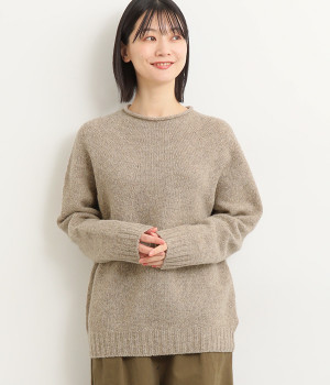 ナチュラルウールニット　求心編みプルオーバー(グレージュ-ONESIZE)